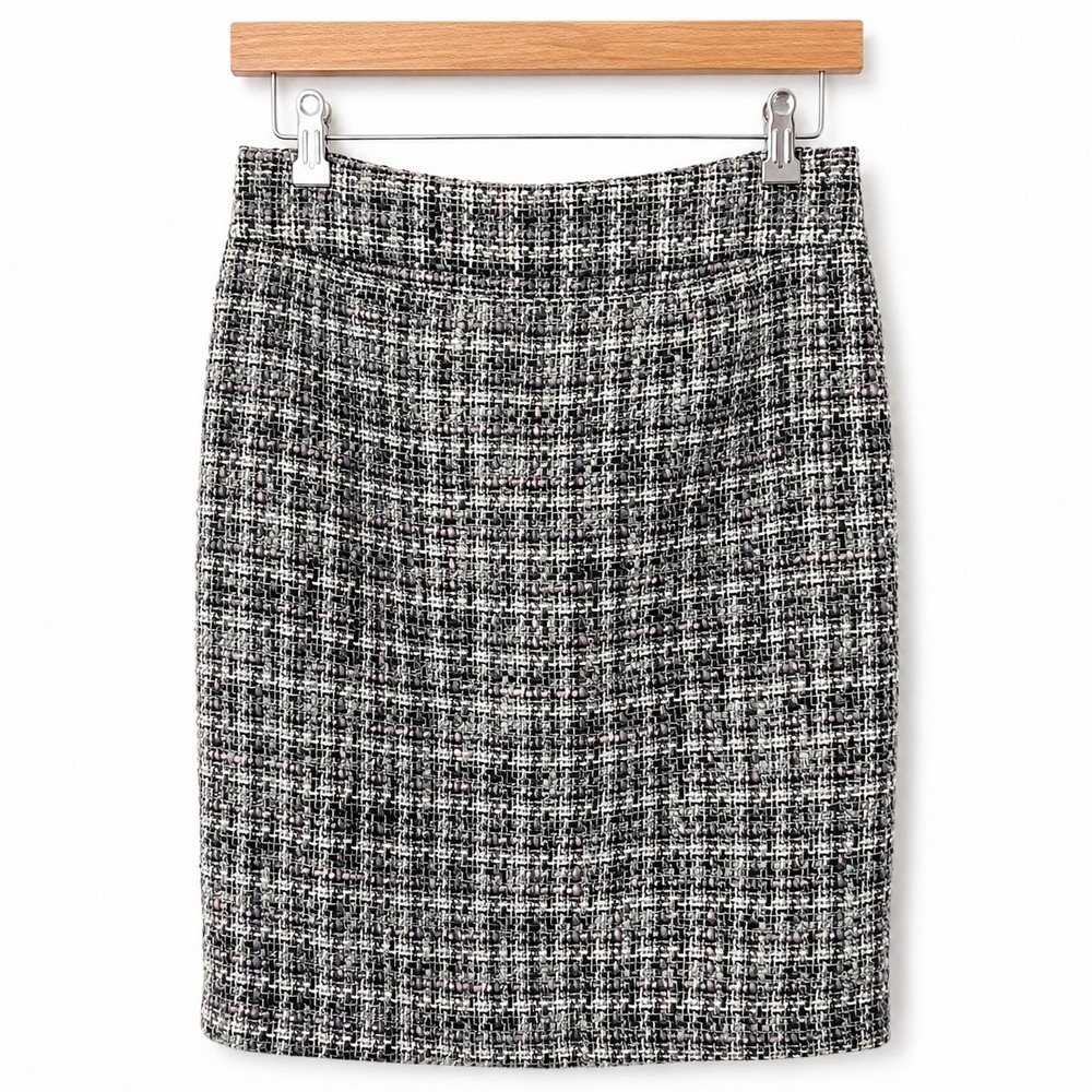 Evan-Picone Womens Tweed Pencil Skirt Black Pink Wool Blend Lined Size 14